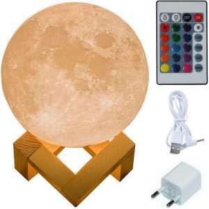 3D maanlamp met dimbare 3D LED nachtsensor en afstandsbediening 20cm
