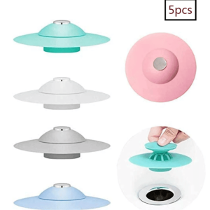 5 bouchons de vidange, bouchon de baignoire universel en silicone Tamis de vidange