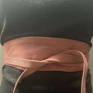 Cintura in pelle scamosciata, cintura in vita, cintura da annodare, in rosa, ca. 224 cm