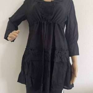 Túnica larga Aniston Casual con ribete de encaje, en negro, talla 36