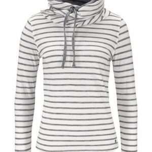 AJC T-shirt manches longues col châle, blanc-bleu, taille 40/42