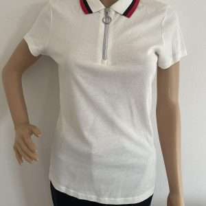 Polo AJC con cremallera, en lana blanca, talla 36/38
