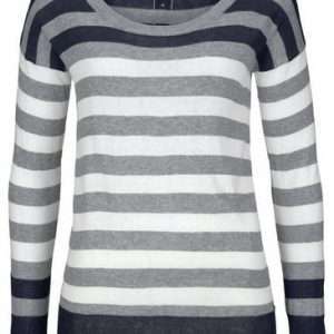 Полосатый джемпер AJC с декоративной пуговицей, сине-бело-серый, размер 40/42