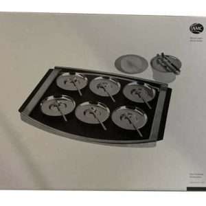 AMC Service à thé Lalezar, 12 personnes, acier inoxydable, avec plateau de service antidérapant