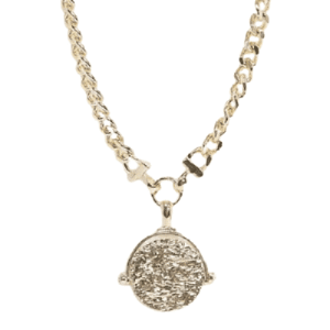 ASOS DESIGN collar de hombre con colgante de moneda grande texturizado en tono dorado