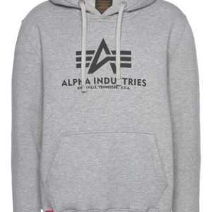 Sudadera con capucha Basic Hoody de Alpha Industries, en gris jaspeado, talla L