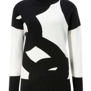 Трикотажный джемпер Aniston SELECTED с воротником-стойкой, черно-белый, размер 36