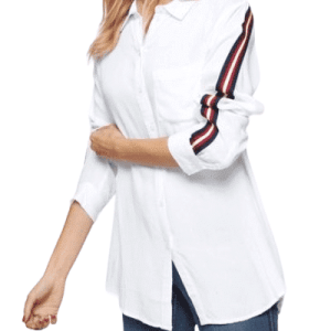 Blusa CASUAL Aniston con rayas galón, en blanco, talla 44
