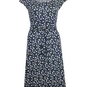 Letnia sukienka z kwiatowym nadrukiem, granatowa, rozmiar L
