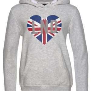 Arizona Kapuzensweatshirt mit Veloursdruck, in Grau-Meliert, Größe 140/146