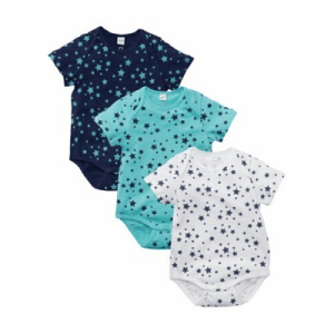 Baby Kurzarmbody (3er-Pack) Bio-Baumwolle, Basics mit Sternendruck, Größe 80/86
