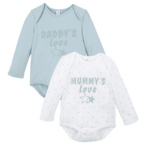 Baby Langarmbody (2er-Pack) Bio-Baumwolle, mit Aufdruck, blau/weiß, Größe 80/86