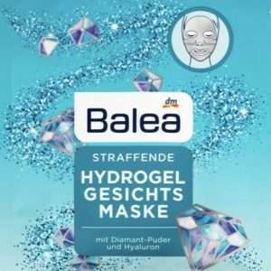 Balea firming hydrogel face mask with diamond powder and hyaluronic acid, pack of 2