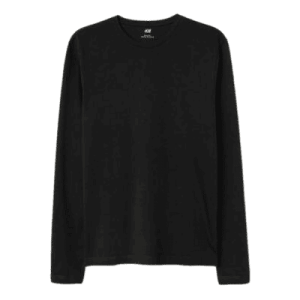 Camicia basic a maniche lunghe da uomo, in jersey, di colore nero, taglia M