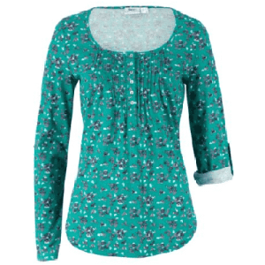 Camicia in cotone a maniche lunghe, maniche regolabili, floreale verde smeraldo, taglia 48/50