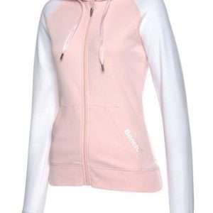 Banco. Sudadera con capucha y mangas en contraste, en rosa y blanco, talla 40/42