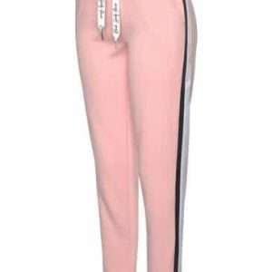 Bank. Relaxte broek met strepen aan de zijkant, in rookroze, maat 36/38