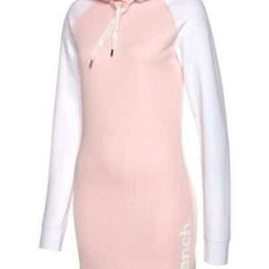 Скамейка запасных. Платье-свитшот с капюшоном, розовое и белое, размер 36/38