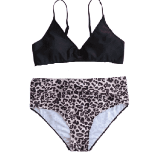 Bikini mit Leopard Muster für werdende Mütter, in Schwarz/Rose, Größe S
