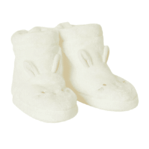 Buty wykonane z pluszowego polaru, buty dziecięce w kolorze białym/różowym, wygląd królika, rozmiar 18/19