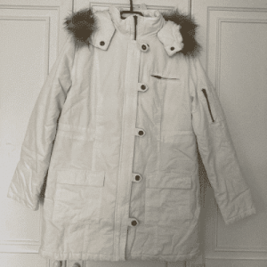 Parka marki Boysen z wytrzymałego płótna bawełnianego, w kolorze wełnianej bieli, rozmiar 42