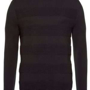 Bruno Banani jersey de cuello redondo a rayas, negro, talla 60/62