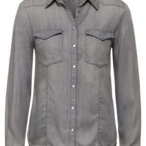 CECIL - Hemdbluse in Light Grey Used Wash, Größe XL
