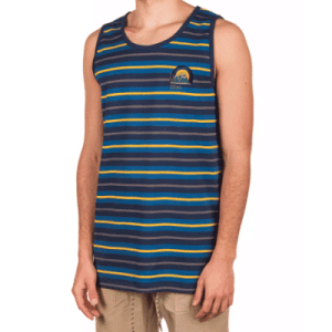 COAL - VANPER TANK TOP HOMME en bleu robe, rayé, avec broderie, taille M