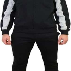 Champion Full Zip Jogginganzug, in Schwarz-Grau meliert, Größe L