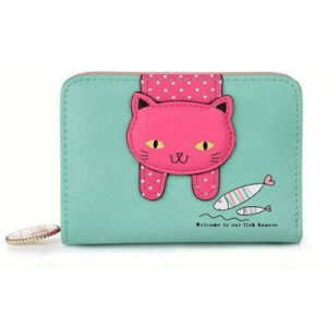 Portmonetka Cisixin "Little Cat" dla dziewczynek / pań w kolorze jasnozielonym, 12x9,5x3 cm
