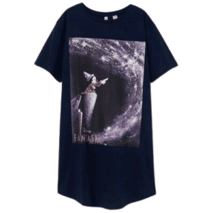 Women's nightgown with motif print, glitter, in dark blue, size XS