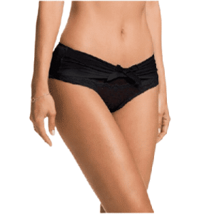 Damen Panty, Slip, Dessous, mit Spitze und Stoffdrapierung, in schwarz, Gr.44/46