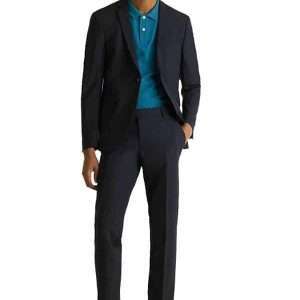 Esprit - ACTIVE SUIT chaqueta + pantalón en mezcla de lana de color azul oscuro, talla 46
