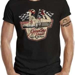 GASOLINE BANDIT T-shirt Racer Rockabilly Superpower, en noir, taille XL