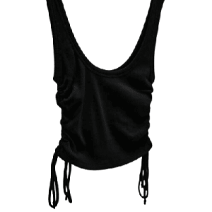 Geripptes T-Shirt mit seitlichen Raffungen, Zara Damen, Schwarz, Größe L