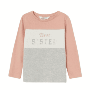 Geschwister Langarmshirt 'Best Sister' aus Baumwolle, in Hellrosa, Größe 110/116