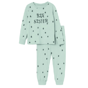 Geschwisterpyjama 'Big Sister', aus Bio-Baumwolle, in Mintgrün, Größe 110/116