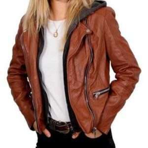 Skórzana kurtka Julja w kolorze koniakowym, rozmiar M