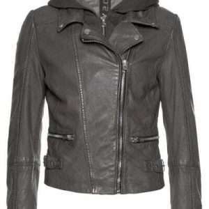 Skórzana kurtka biker Julja, w kolorze antracytowym, rozmiar L