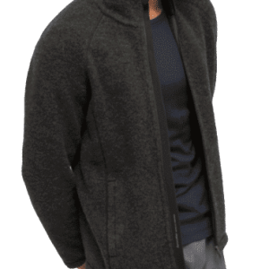 Chaqueta polar de hombre Hessnatur de pura lana cordada, antracita