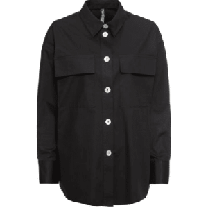 Bardzo modna czarna bluzka z długim rękawem i dużymi guzikami, rozmiar M