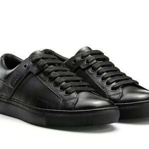 Zapatillas deportivas Hugo Boss de estilo tenis para hombre, en napa, negras