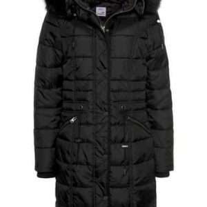 Giacca trapuntata KangaROOS con collo in pelliccia sintetica staccabile, in nero, taglia 42