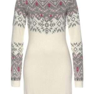 KangaROOS Strickkleid im Norweger-Look, in Offwhite-Grau, Größe 38