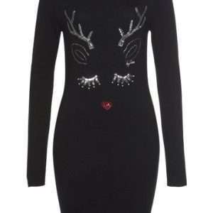 Robe tricotée KangaROOS, motif Christmas, noir, taille 38