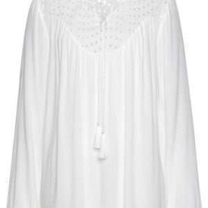 LASCANA Crepebluse mit Lochstickerei, in Weiß, Größe 46