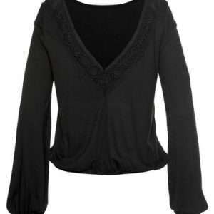 LASCANA Langarmshirt, in Schwarz, Größe 44/46