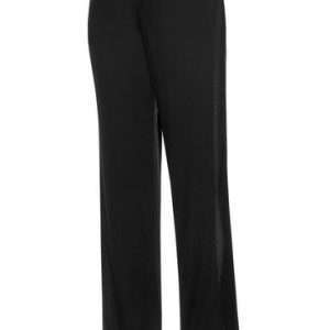 Pantalón de pijama LASCANA con rayas laterales de encaje, en negro, talla 44/46
