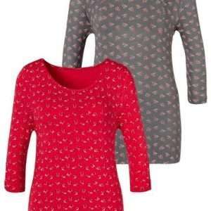 LASCANA T-shirt a maniche 3/4 in confezione da 2, nei colori rosso e grigio, taglia 36/38