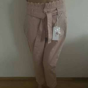 Linea Tesini chinos with belt and lace waistband, in pink, size 38